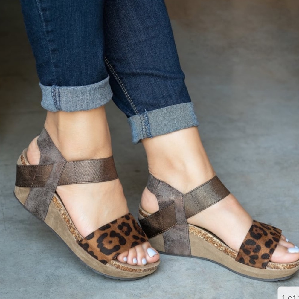 Leopard Print Wedge Sandals